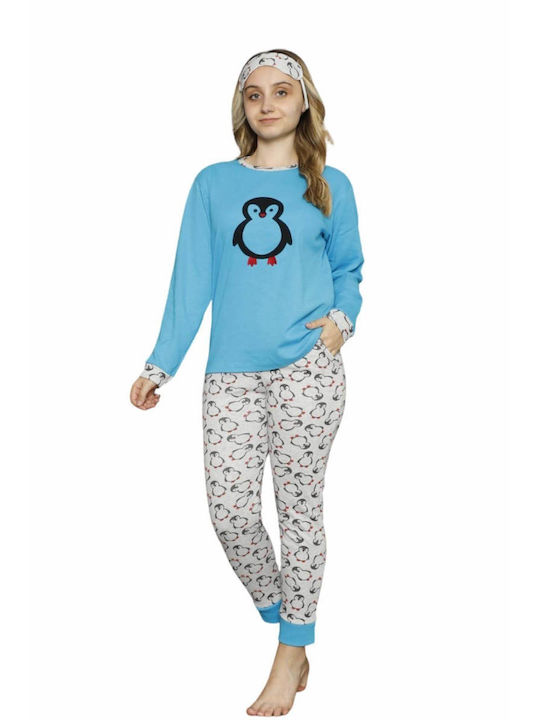 Akasya Pijama pentru copii De iarnă De bumbac Blue