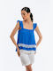 Dress Up Women's Blouse with Straps Blue Roulette