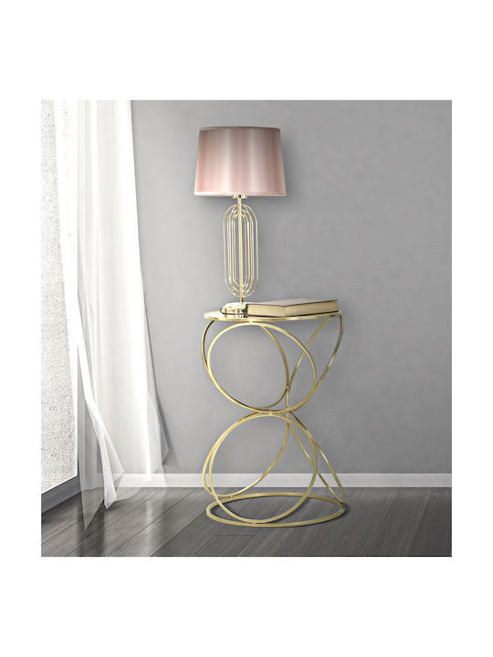 Mauro F Metal Table Lamp with Pink Shade and Gold Base