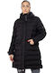 Lang Damen Puffer Jacke für Winter Schwarz