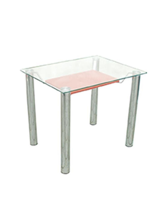 A-406a Tisch mit Glasoberfläche Χρωμίου 110x70x75cm