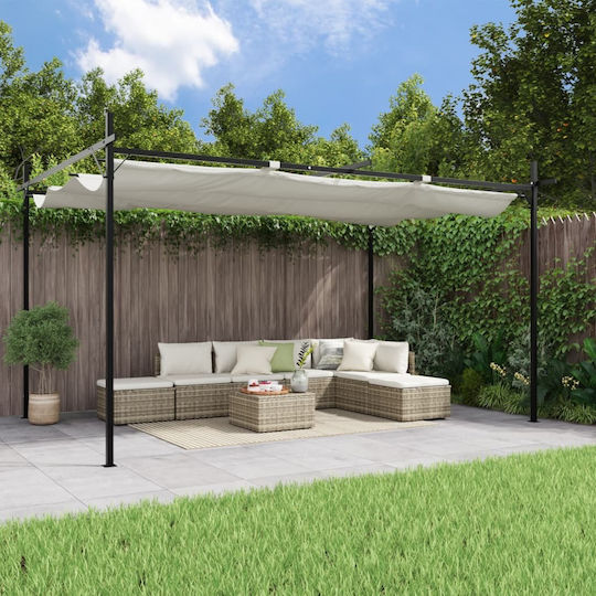 Pergolă De Grădină Din Metal Cu Tavan În Culoare Bej 395x292x230cm