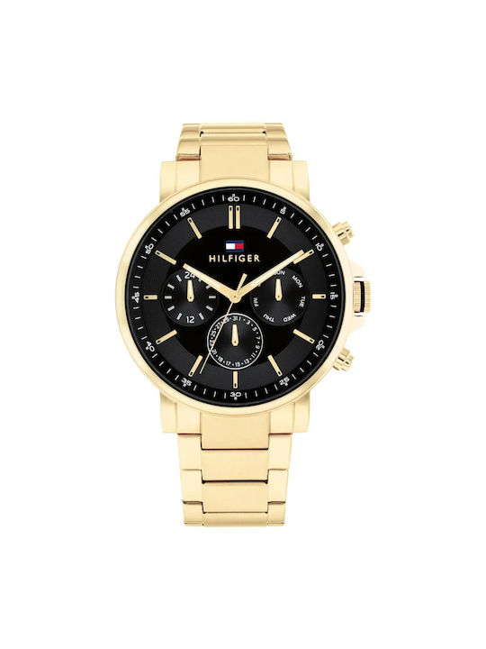 Tommy Hilfiger Uhr Chronograph Batterie mit Gold Metallarmband