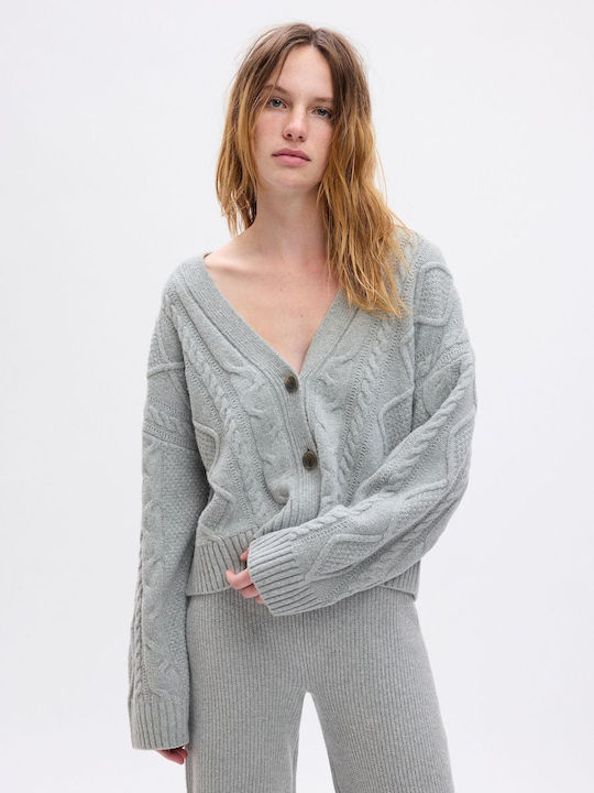 GAP Short Women's Cardigan with Buttons Grey