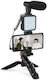 Live Streaming Selfie Stick Trepied Pentru Telefon Mobil Bluetooth Cu Lumină Neagră