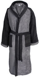 Dimcol Hooded Bathrobe Grey-Black 1330911704840234