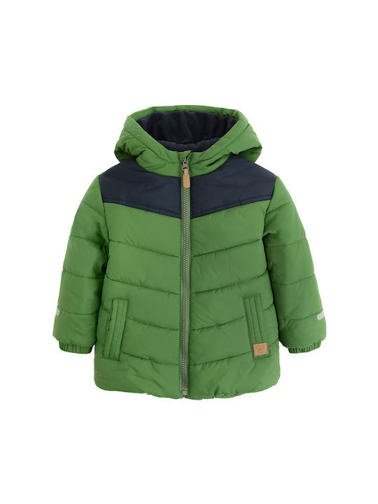 Kids Quilted Jacket with Lining & Hood Green