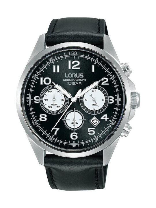 Lorus Men's Watch 43mm Chronograph Battery with Black Leather Strap