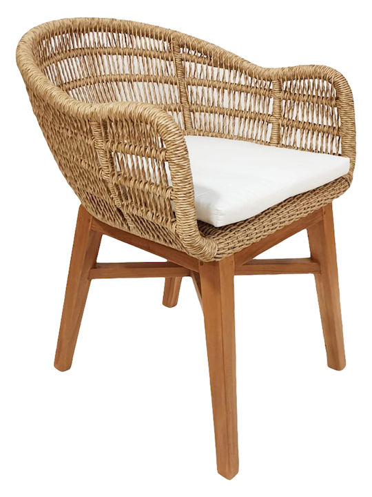 Wooden Outdoor Armchair Lamora with Cushion TEAK 60x61x78cm