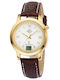 Master Time Men's Watch 34mm Battery with Brown Leather Strap
