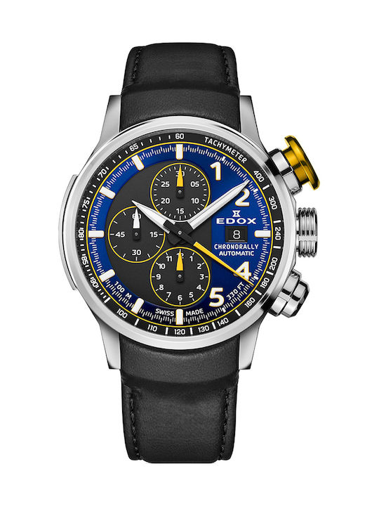Edox Chronorally Ρολόι Αυτόματο με Δερμάτινο Λουράκι