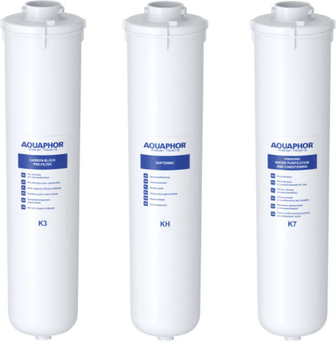Aquaphor Water Filter Replacement Under Sink / Central Water Filtration System made of Activated Carbon Crystal H 3pcs