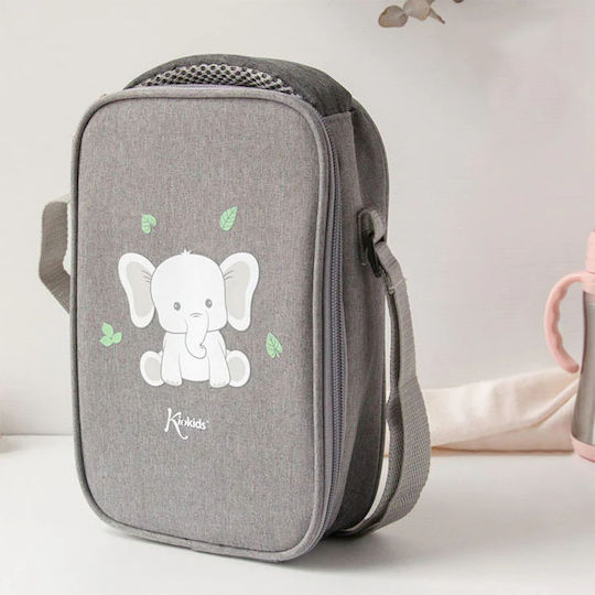 Kiokids Little Elephant Kids' Insulated Lunch Bag Handbag 2.5L Gray 15x7x24cm