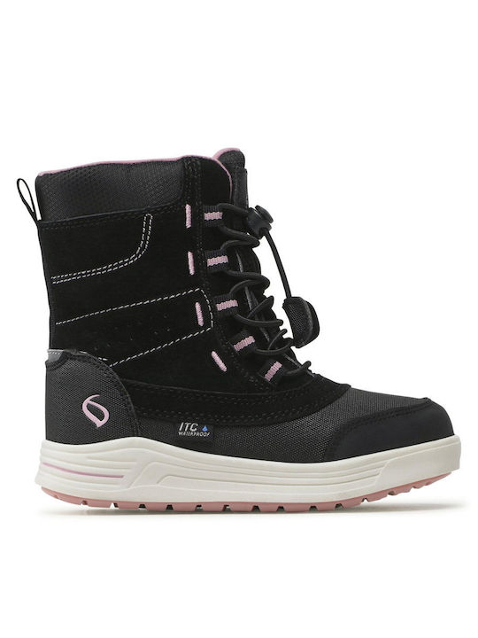 Jaren Kinderstiefel Schnee mit Schnürsenkeln Schwarz / Rosa