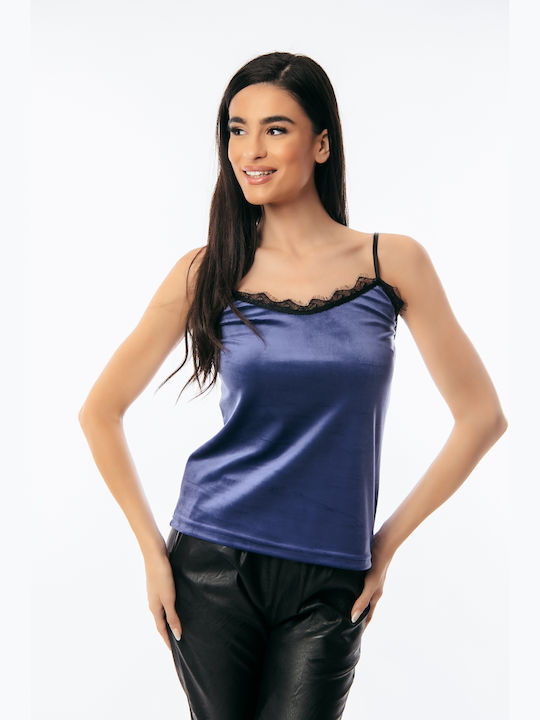 Boutique Damen Bluse Samt mit Spitze Purple