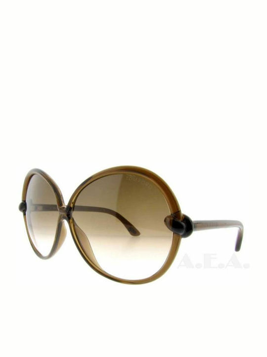 Tom Ford Women's Sunglasses with Brown Plastic Frame and Brown Gradient Lens