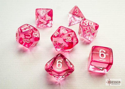 Chessex Dungeons & Dragons Dice 7pcs Translucent Pink/White Mini Polyhedral