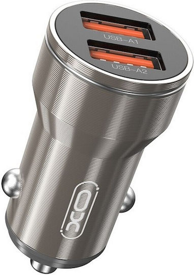 XO Auto-Ladegerät 2.4A mit Anschlüssen: 2xUSB Gray Farbe