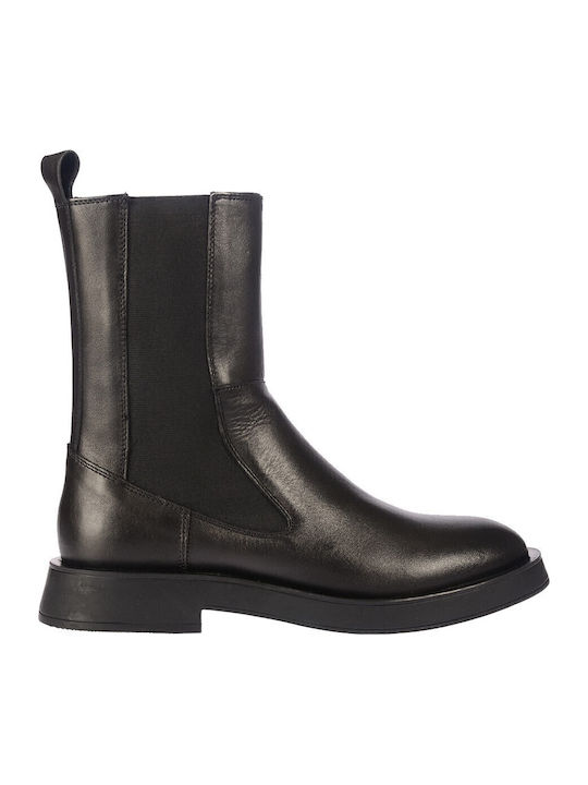Leder Damen Chelsea Stiefeletten Schwarz