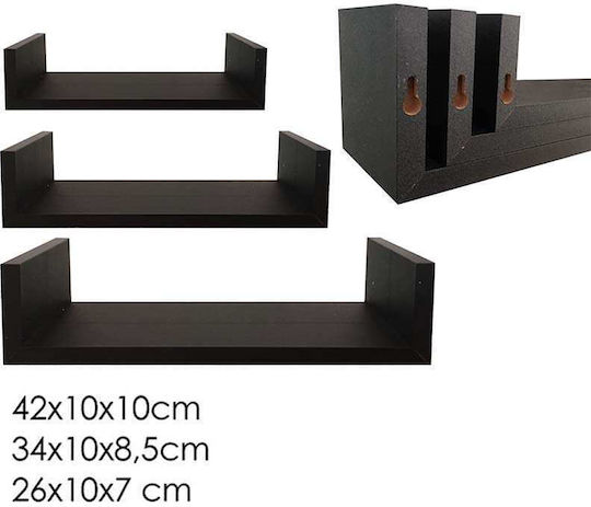 Wall Shelves (3 Pieces) 42x10x10 cm Black