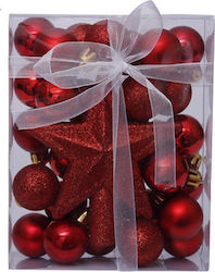 Set 30 Rote Kugel Ornamente