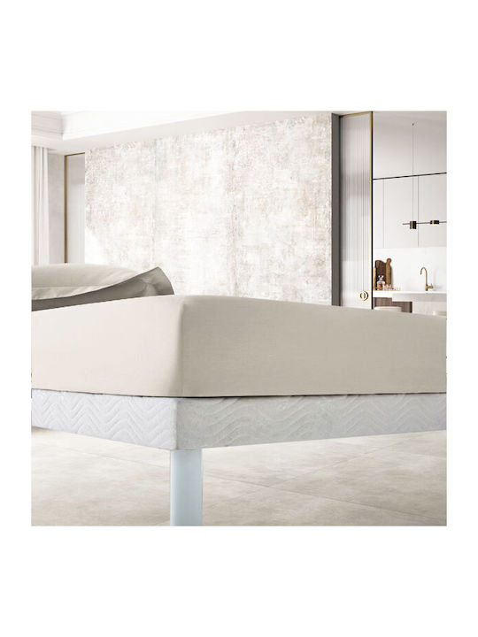 To megalo pazari Sheet Super-Double with Elastic 160x200+30cm. Il-line Beige