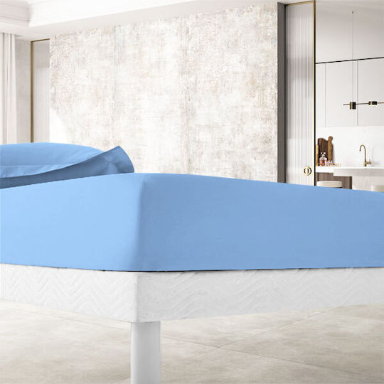 To megalo pazari Чаршаф King Size с Ластик 180x200+30см. Il-line Светлосиньо