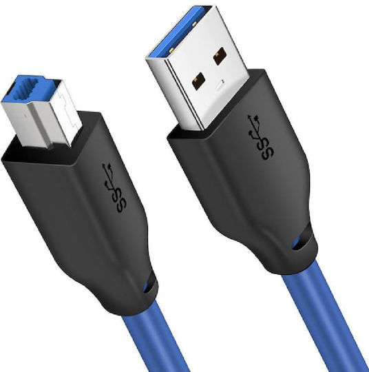 Cabletime USB 3.0 Cable USB-A male - USB-B male Μπλε 1m CT-C160-U3-AMBM-BL1