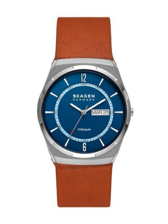 Skagen Melbye Uhr Batterie mit Lederarmband Skagen Melbye Uhr Batterie mit Lederarmband