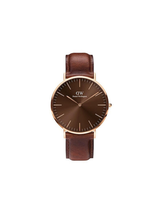 Daniel Wellington Classic St Mawes Watch Battery with Brown Leather Strap