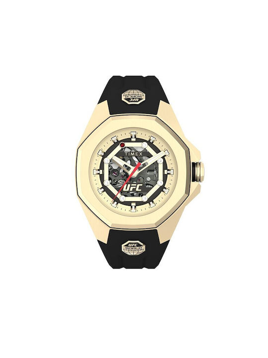 Timex Ufc Street Ανδρικό Ρολόι Μπαταρίας με Χρυσό Καουτσούκ Λουράκι
