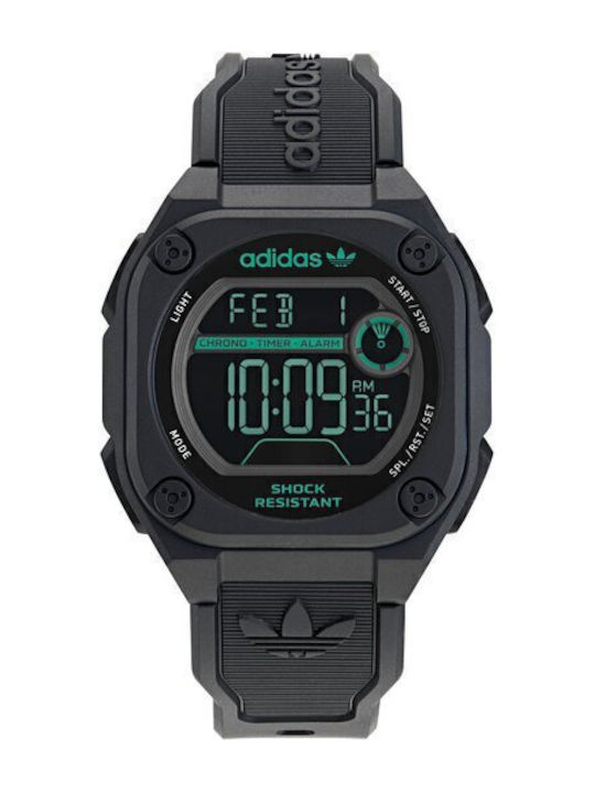 adidas City Tech Two Ceas Digital Bărbați cu Baterie și Curea din Cauciuc Neagră
