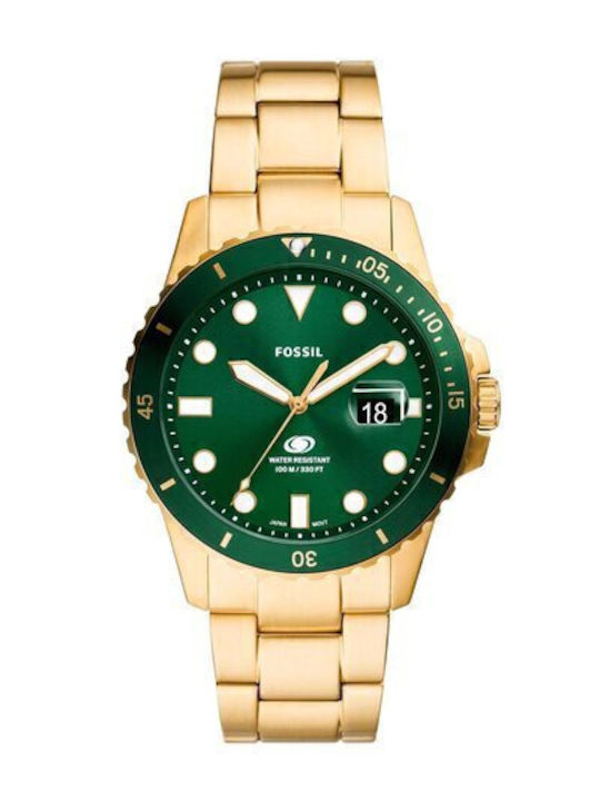 Fossil Ανδρικό Ρολόι 42mm Μπαταρίας με Χρυσό Μεταλλικό Μπρασελέ