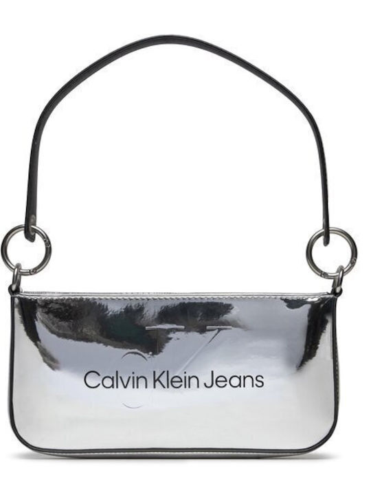 Calvin Klein Sculpted Γυναικεία Τσάντα Ώμου Ασημί