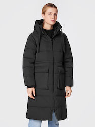 Msch Copenhagen Women's Long Puffer Jacket for Winter with Hood Μαύρο.