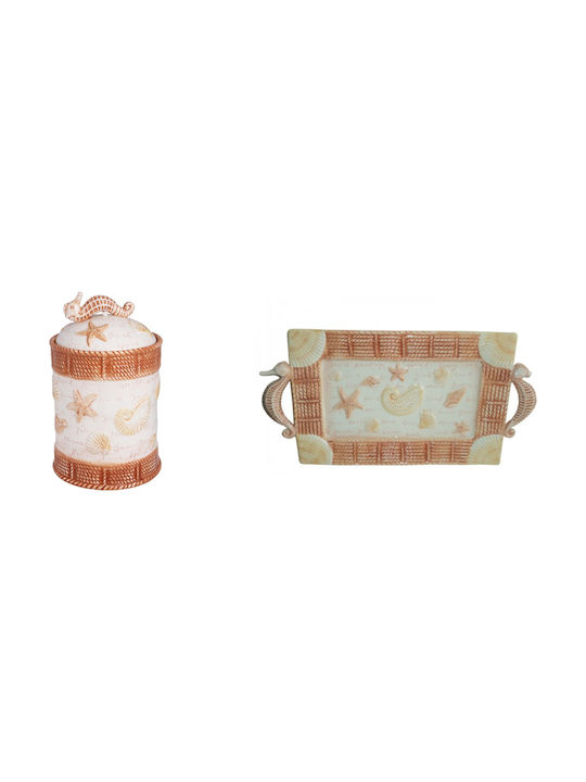 Borcan pentru Biscuiți Ceramică și farfurie Portocaliu 1buc Borcan pentru Biscuiți Ceramică și farfurie Portocaliu 1buc