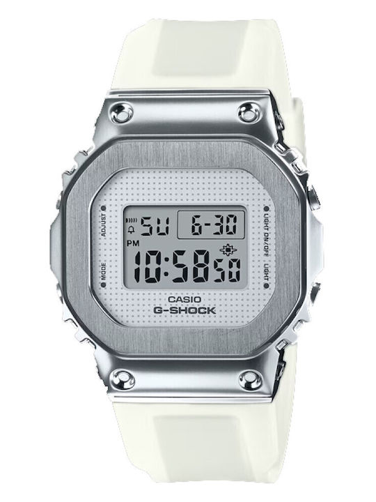 Casio G-shock Ψηφιακό Γυναικείο Ρολόι 43.8mm Χρονογράφος Μπαταρίας με Λευκό Καουτσούκ Λουράκι