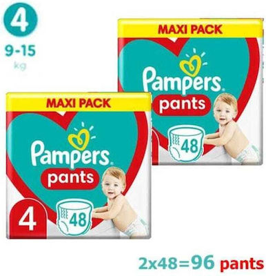 Pampers Pants Pants Πάνες Βρακάκι No. 4 για 9-15kg 96τμχ