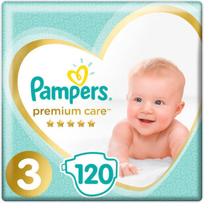 Pampers Πάνες με ΑυτοκόλλητοPremium Care No. 3 για 5-9kg 120τμχ