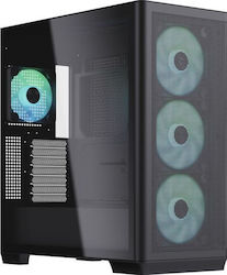 APNX C1 Gaming Midi Tower Κουτί Υπολογιστή με Πλαϊνό Παράθυρο και RGB Φωτισμό Μαύρο
