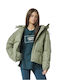 Body Action Women's Short Puffer Jacket for Winter with Hood Shadow Grey