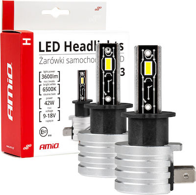 AMiO Lămpi H3 LED 6500K Alb rece 42W 2buc