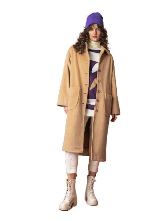 Moutaki Lang Damen Puffer Jacke für Winter Camel