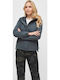Women's Short Puffer Jacket Windproof for Winter Anthracite