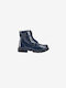 Mayoral Kids Patent Leather Boots with Zipper Navy Blue