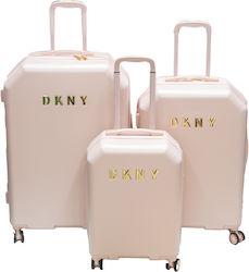 DKNY Βαλίτσες Ταξιδιού Σκληρές Ροζ με 4 Ρόδες Σετ 3τμχ