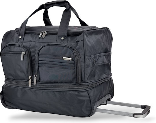 Playbags Σακ Βουαγιάζ 65lt Μαύρο με Ρόδες Υφασμάτινο Μ49xΠ30xΥ35εκ.
