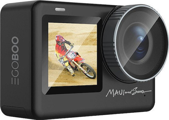 Egoboo X Maui And Sons Eye Pro 128GB Action Camera 4K Ultra HD Underwater (with Case) with Touch Screen 2.33" and Wi-Fi Black