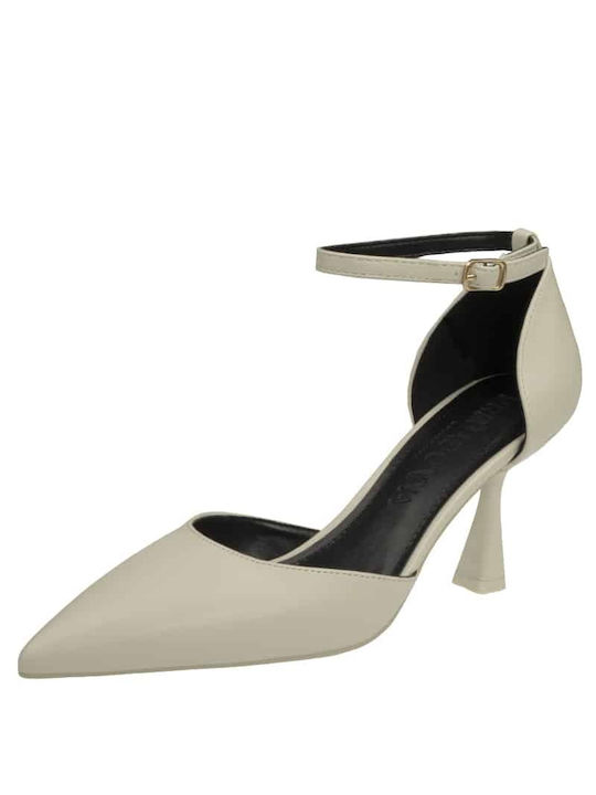 Primadonna Synthetic Leather Beige High Heels