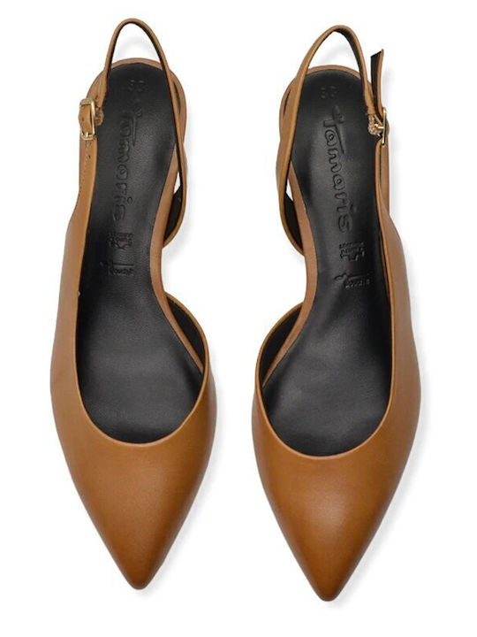 Tamaris Leather Tabac Brown Medium Heels